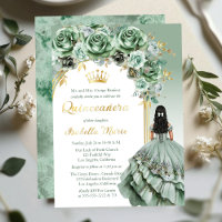 Elegant Sage Green Rose Floral Quinceañera Party