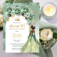 Elegant Sage Green Rose Floral Sweet 16 Party