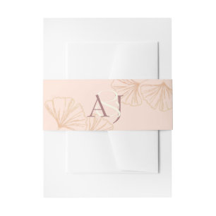 Elegant Sage Green & Rose Pink Ginkgo Wedding Invitation Belly Band