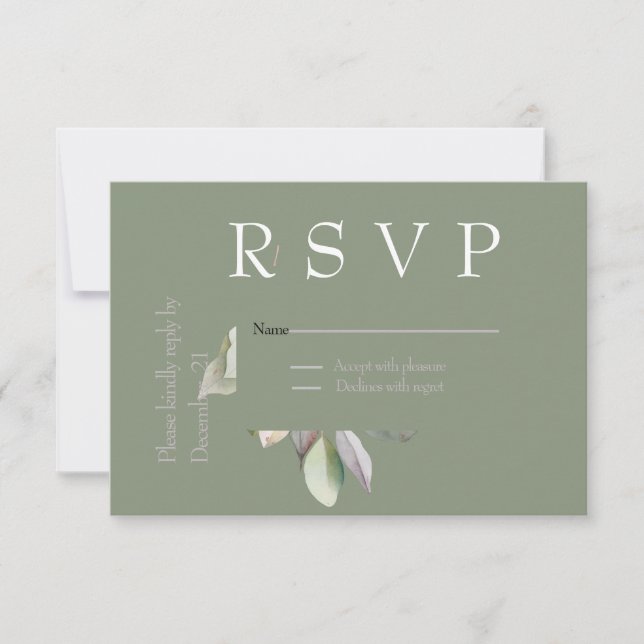 Elegant sage green rsvp card (Front)