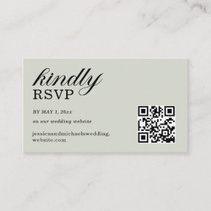 Elegant Sage Green RSVP Website QR Code Enclosure Card