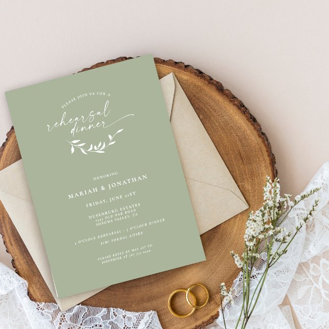 Elegant Sage Green Rustic Rehearsal Dinner Invitation (Creator Uploaded)