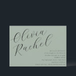 Elegant Sage Green Script Calligraphy Bat Mitzvah Invitation<br><div class="desc">Celebrate this special milestone with a beautifully designed Bat Mitzvah invitation featuring elegant script typography on a modern sage green background. Perfect for a stylish and sophisticated celebration, this invitation sets the tone for a meaningful and memorable event. Customise with your daughter's name and event details for a truly personal...</div>