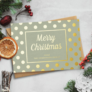 Elegant Sage Green Script Merry Christmas Gold