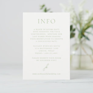 Elegant Sage Green Script Monogram Wedding Enclosure Card