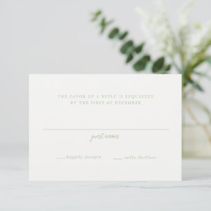 Elegant Sage Green Script Monogram Wedding RSVP Card