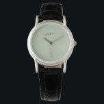Elegant sage green script name watch<br><div class="desc">Elegant sage green script name Watch. Personalise name.</div>