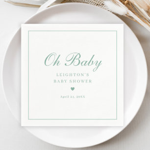 Elegant Sage Green Script Neutral Baby Shower  Napkin