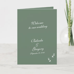 Elegant Sage Green Script Wedding Order of Service Programme