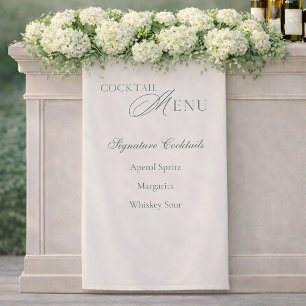 Elegant Sage Green Signature Cocktail Menu Sign