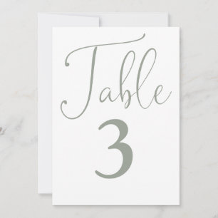 Elegant Sage Green Simple Large Table Number