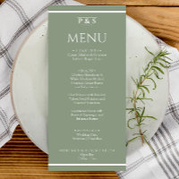 Elegant Sage Green Simple Monogram Dinner Wedding