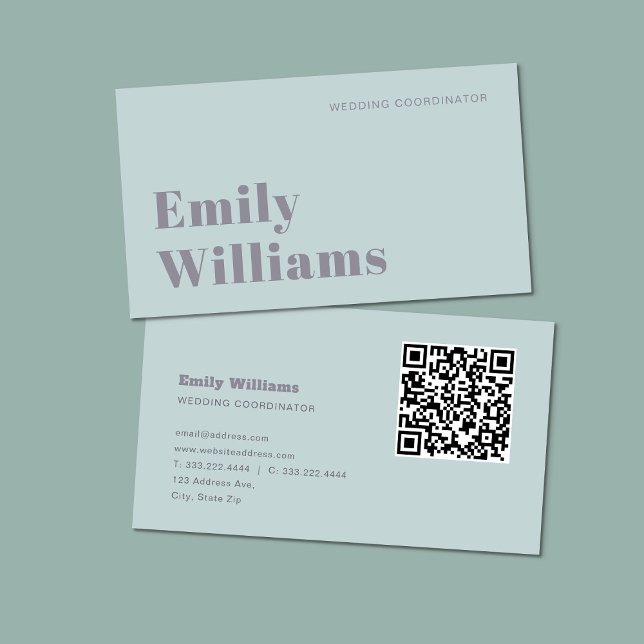 Elegant Sage Green Simple Professional | QR Code Business Card (Creator Uploaded)