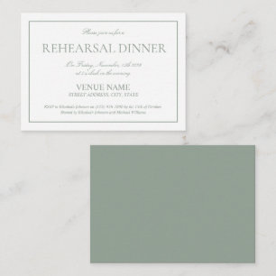 Elegant Sage Green Simple Script Rehearsal Dinner  Enclosure Card