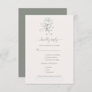 Elegant Sage Green Simple Song Request Wedding  RSVP Card
