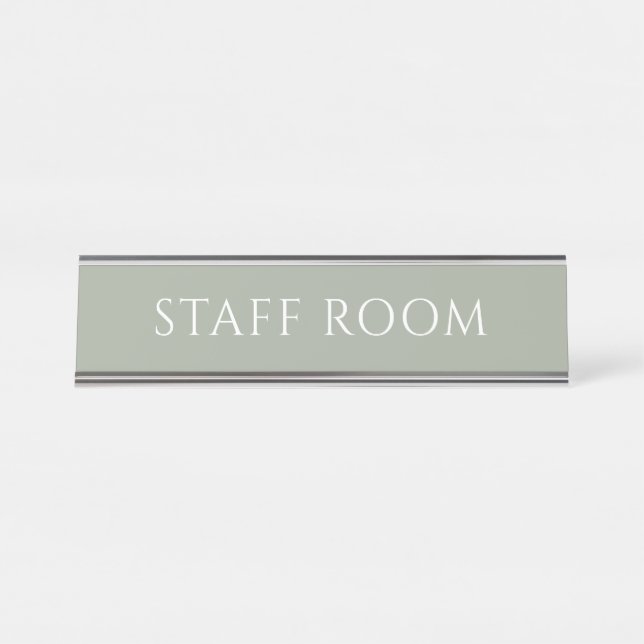 Elegant Sage Green Staff Room Name Plate (Front)