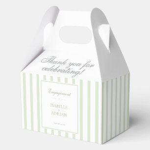 Elegant Sage Green Stripe Engagement Gable Favour Box