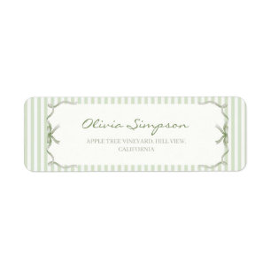 Elegant Sage Green Stripe Wedding Address