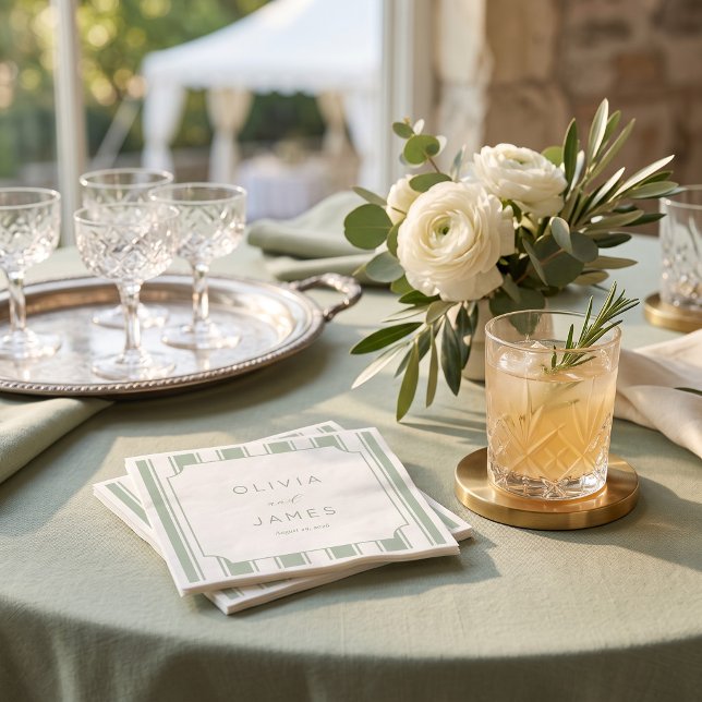 Elegant Sage Green Stripes Napkin (Creator Uploaded)
