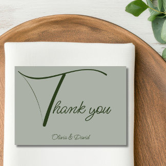 Elegant Sage Green Thank You Card
