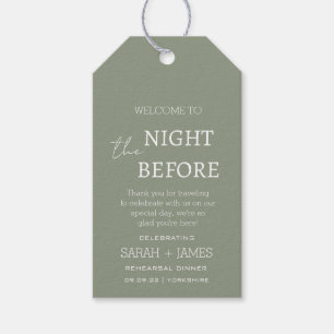Elegant Sage Green the Night Before Wedding Gift Tags