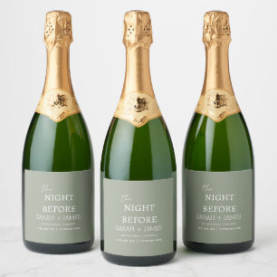 Elegant Sage Green the Night Before Wedding  Sparkling Wine Label