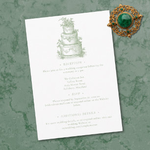 Elegant Sage Green Toile French Manor Wedding Enclosure Card