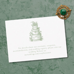 Elegant Sage Green Toile French Manor Wedding  Enclosure Card