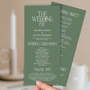 Elegant Sage Green Typography Wedding Program Programme