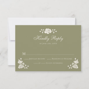 Elegant Sage Green Vintage Botanical RSVP Card
