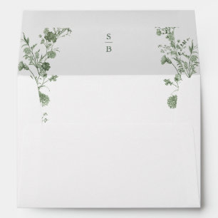 Elegant Sage Green Vintage Classic Floral Wedding Envelope