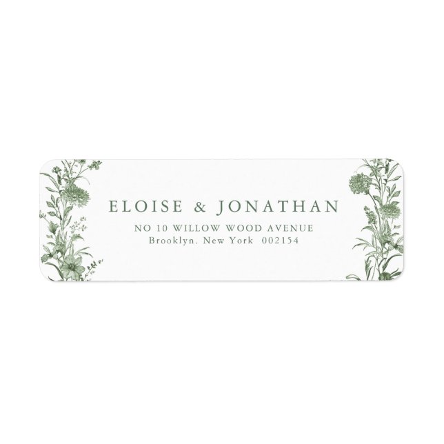 Elegant Sage Green Vintage Classic Wedding Address (Front)
