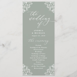 Elegant Sage Green Vintage Classic Wedding Program Programme