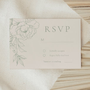 Elegant Sage Green Vintage Floral Wedding RSVP Card
