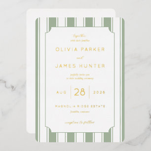 Elegant Sage Green Vintage Stripes