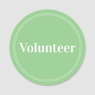 Elegant Sage Green Volunteer Magnetic Name Tag