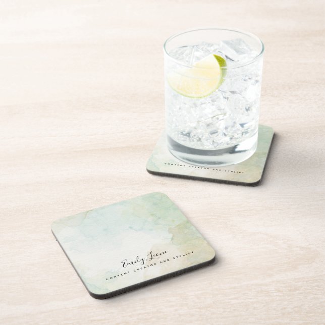 Elegant Sage Green Watercolor Coaster (Right Side)