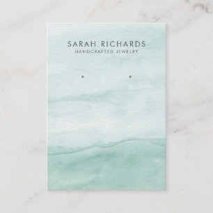 Elegant Sage Green Watercolor Earring Display Business Card