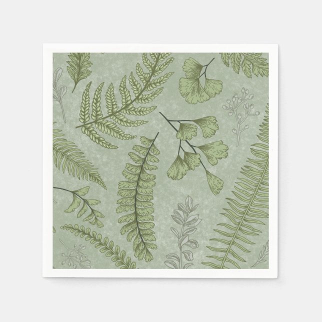 Elegant Sage Green Watercolor Floral  Napkin (Front)