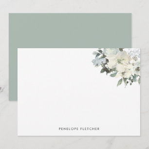 Elegant Sage Green Watercolour Floral  Card