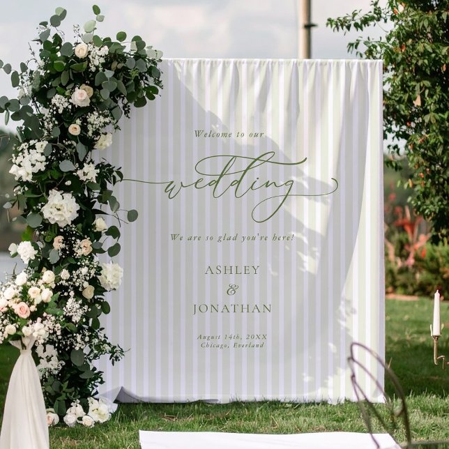 Elegant Sage Green Wedding Backdrop Tapestry (Creator Uploaded)