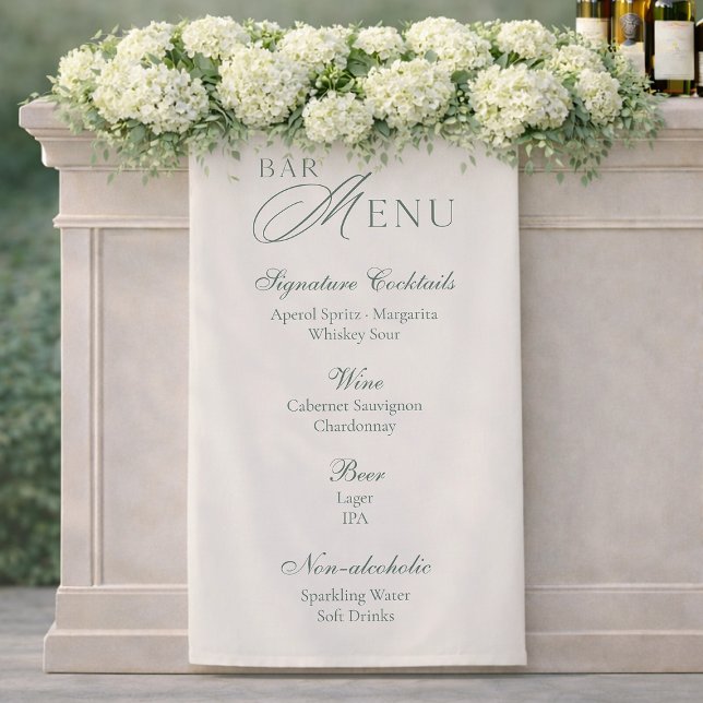 Elegant Sage Green Wedding Bar Menu Banner (Creator Uploaded)