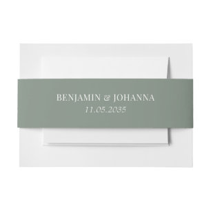Elegant Sage Green Wedding Custom Invitation Belly Band