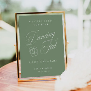Elegant Sage Green Wedding Dancing Feet Poster