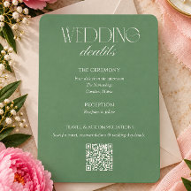 Elegant Sage Green Wedding Details Card QR Code