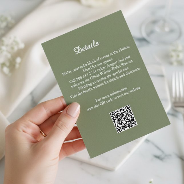 Elegant Sage Green Wedding Details Enclosure Card (Creator Uploaded)