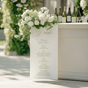 Elegant Sage Green Wedding Drinks Bar Menu Paper Poster