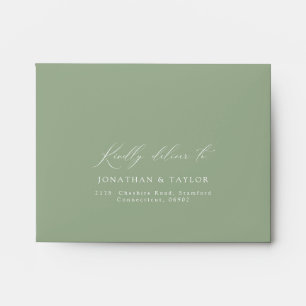 Elegant Sage Green Wedding  Envelope