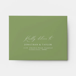 Elegant Sage Green Wedding Envelope