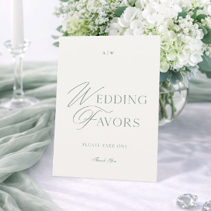 Elegant Sage Green Wedding Favors Sign Invitation